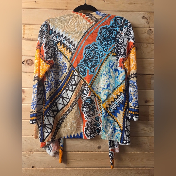 Chico's Orange and Blue Bohemian Cardigan EUC Size M - Picture 2 of 9